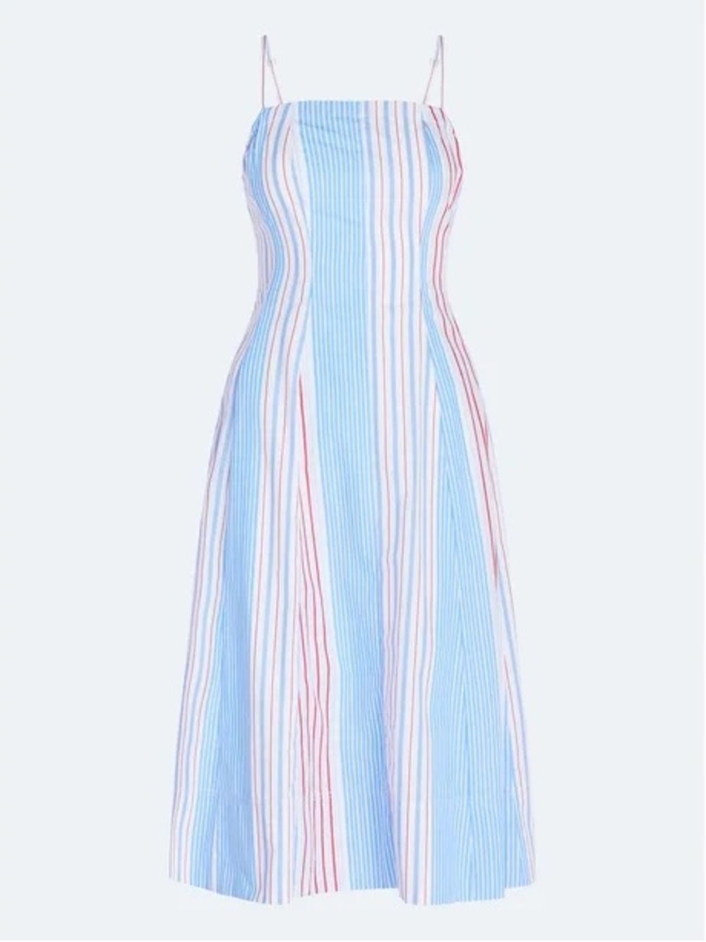 Free Assembly Blue & White Striped Spaghetti Strap Midi Dress with Red Accents - Picture 4 of 13